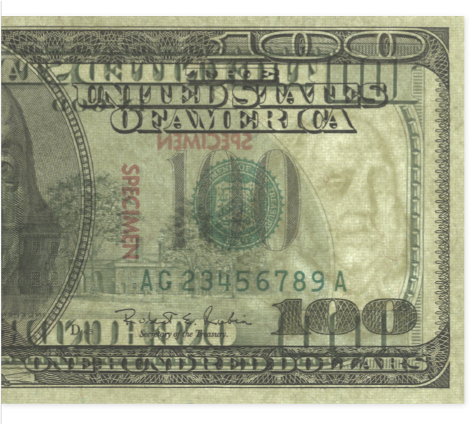 1996 $100 Watermark - 100 Dollar Bill (731x654), Png Download