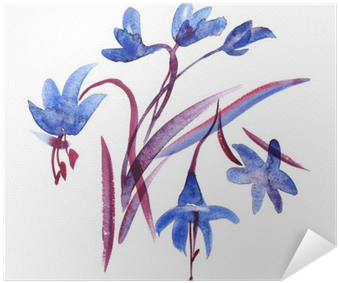 Watercolor Spring Blue Flowers On White Background - Watercolor Painting (400x400), Png Download