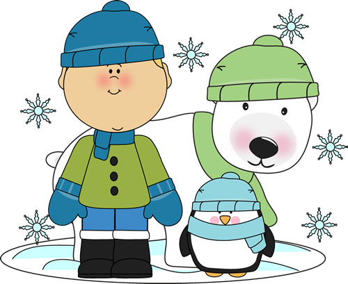 Polar Bear Clipart - Winter Clip Art Cute (500x409), Png Download