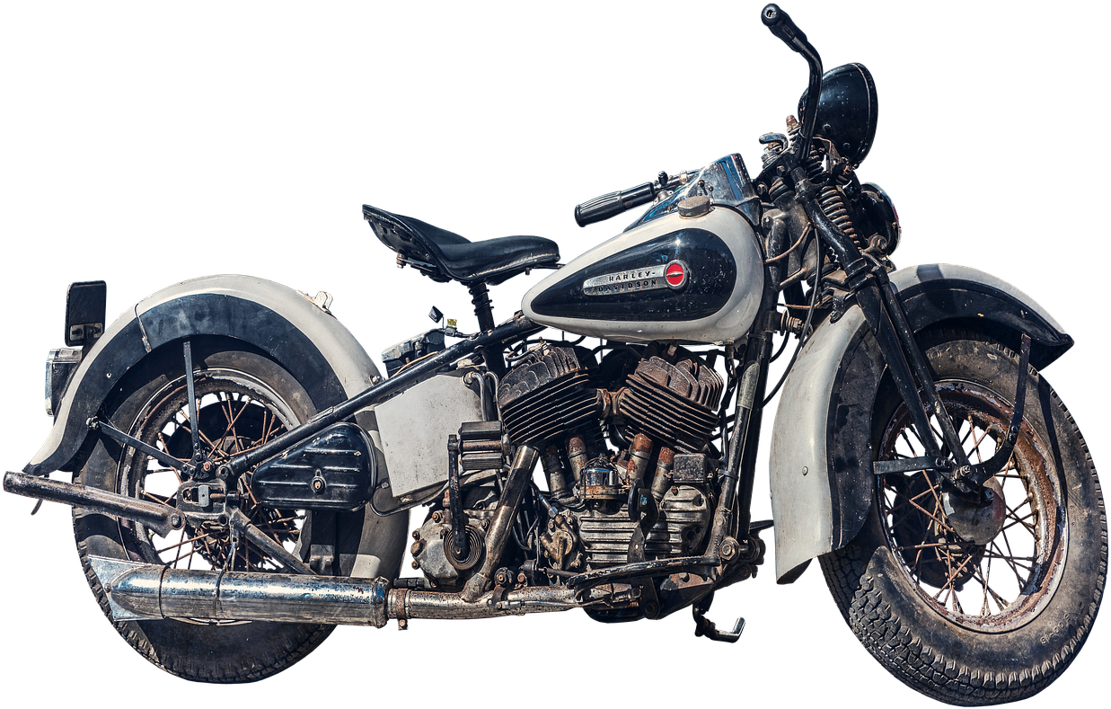 Motorcycle, Old, Harley Davidson, Harley - Motorcycle (497x340), Png Download