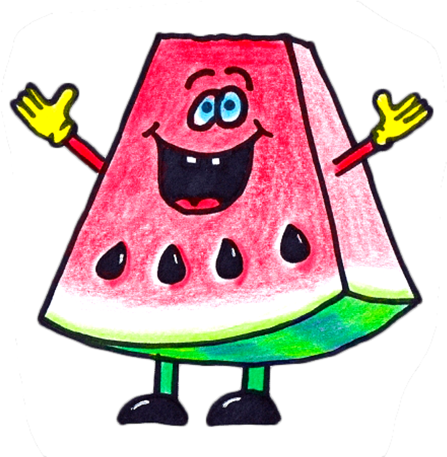 Ftestickers Watercolor Clipart Watermelon Cute - Watermelon Man Png (1024x1024), Png Download