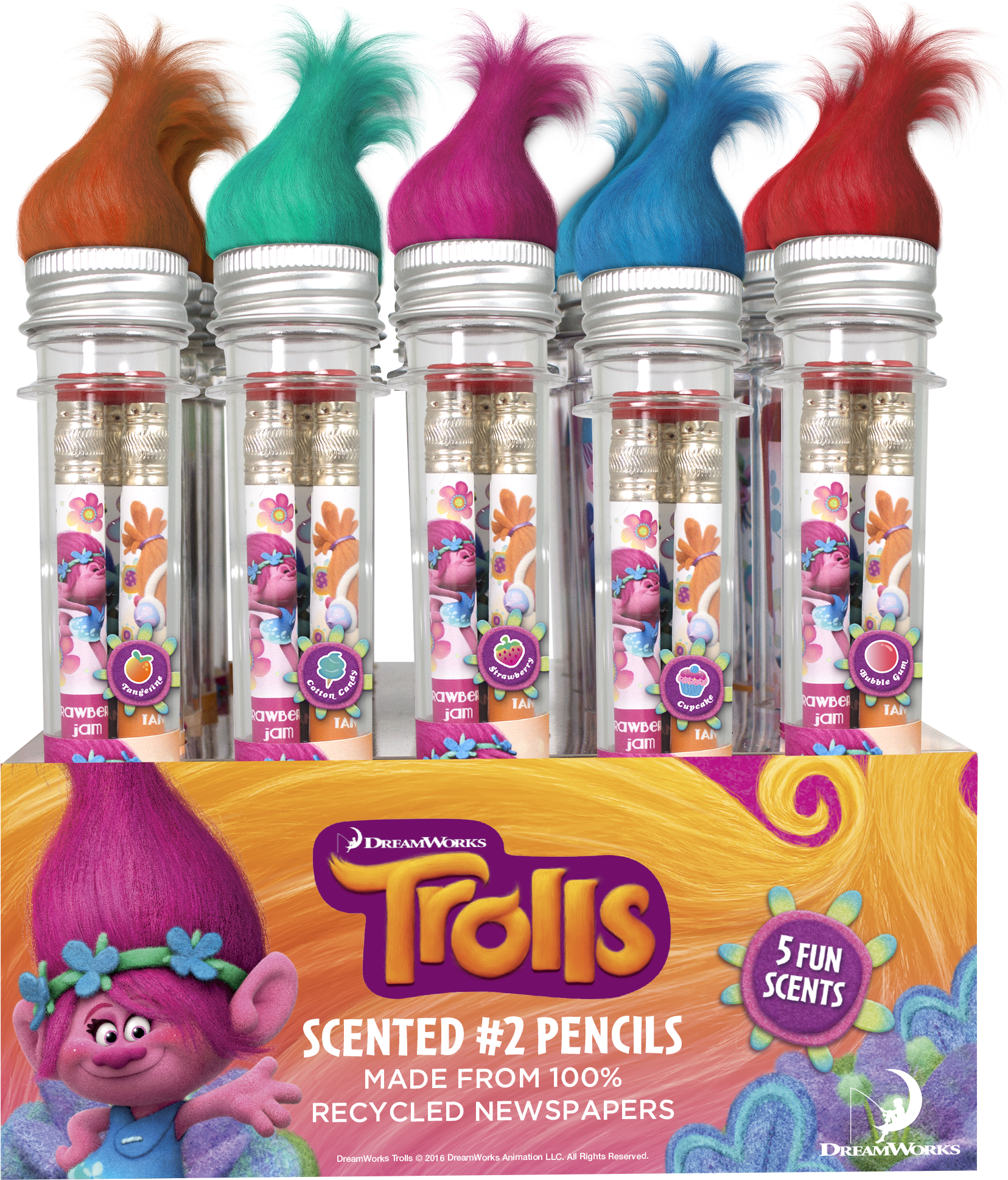 Dreamworks Trolls Smencils In Gift Tubes - Ideas For Trolls Party Bag (2000x2000), Png Download