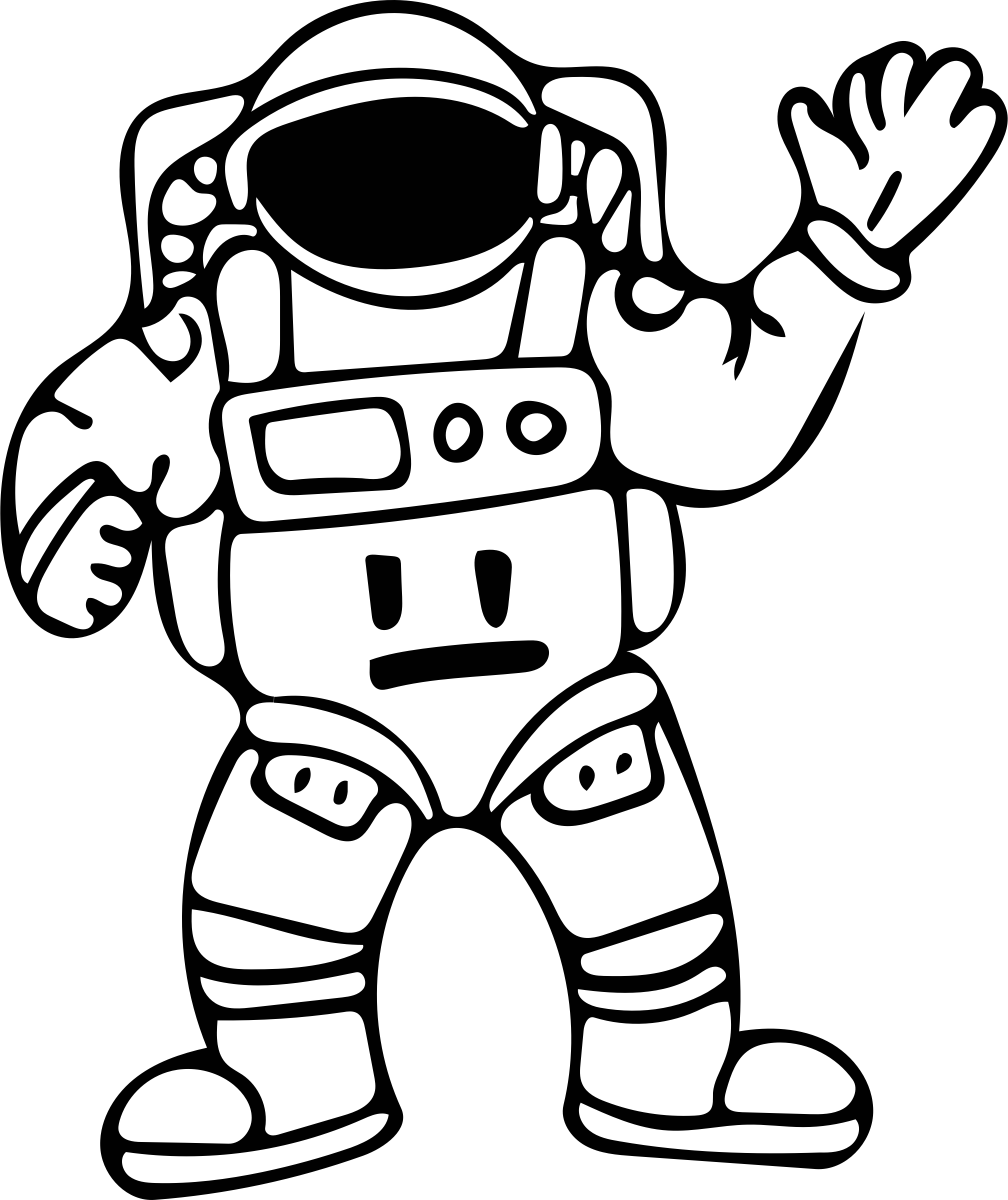 Graphic Free Library Clipart Astronaut Outline Big - Outline Image Of Astronaut (2016x2400), Png Download