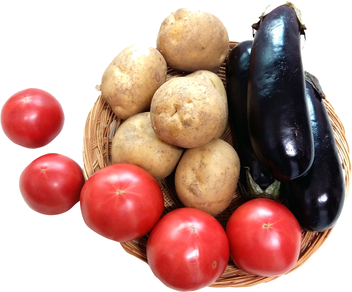 Eggplant Tomato Potato Png Image - Potatoes And Tomato Png (1470x1222), Png Download