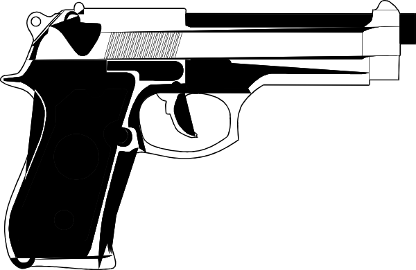 9mm Gun Tattoo Model - Hand Gun Cartoon (600x390), Png Download