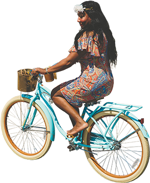 Girl Retro Bicycle Architecture - Riding Bike Png (416x480), Png Download