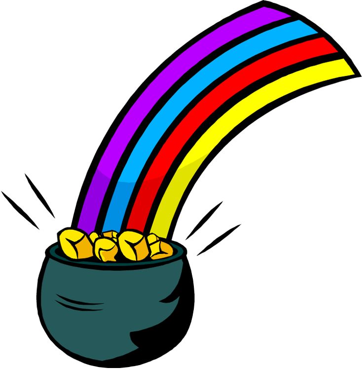 Rainbow And Pot Of Gold Clipart Free Download Clip - Rainbow With A Pot (734x750), Png Download
