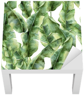 Watercolor Pattern With Banana Palm Leaves - Botanische Print (400x400), Png Download