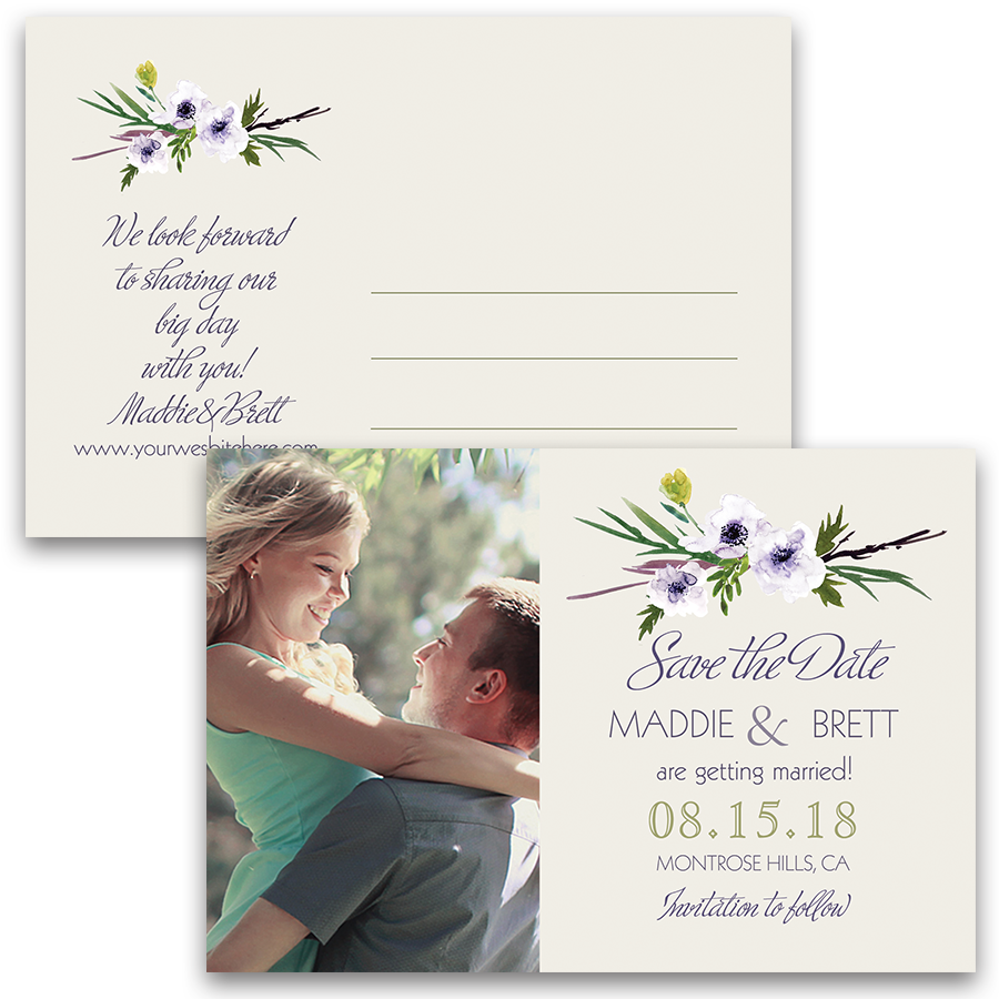 Floral Wedding Save The Date Watercolor Style Postcards - Home Sweet Home: A Sweet, Texas Novella (900x900), Png Download
