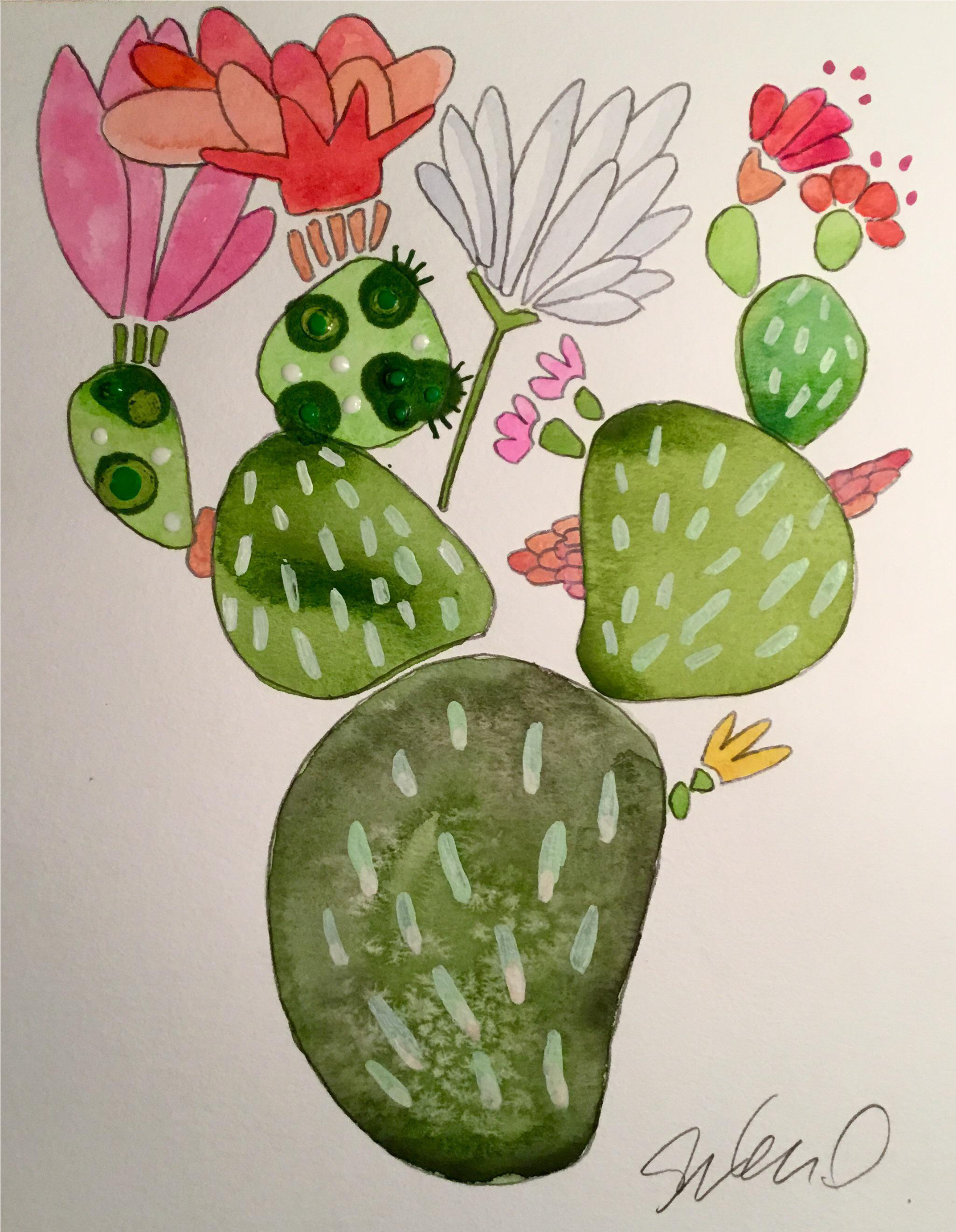 Cactus Water Color Png - Watercolor Painting (2383x3071), Png Download