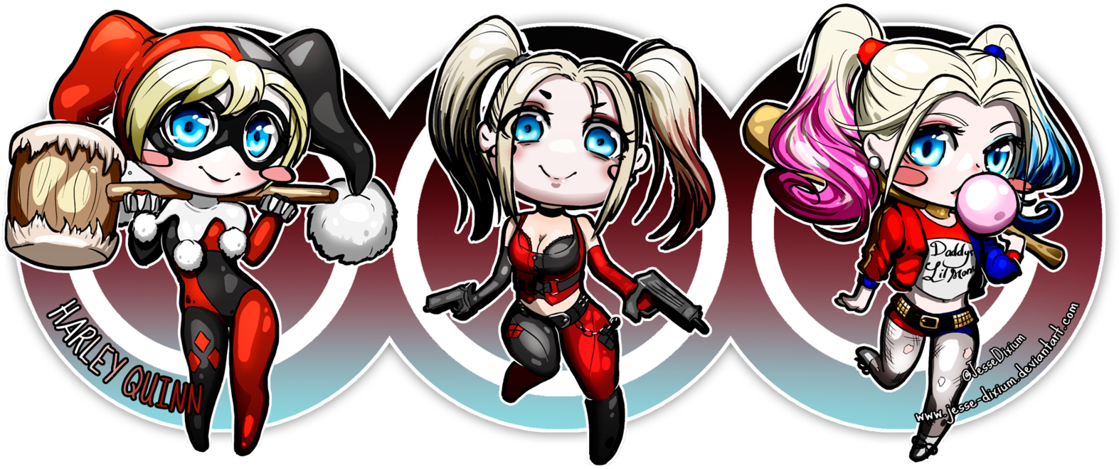 Harley Quinn Kawaii Png - Харли Квинн Чиби (1600x704), Png Download