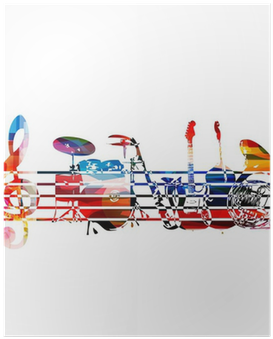 Colorful Music Instruments Background Poster • Pixers® - Vinilos De Instrumentos Musicales (400x400), Png Download