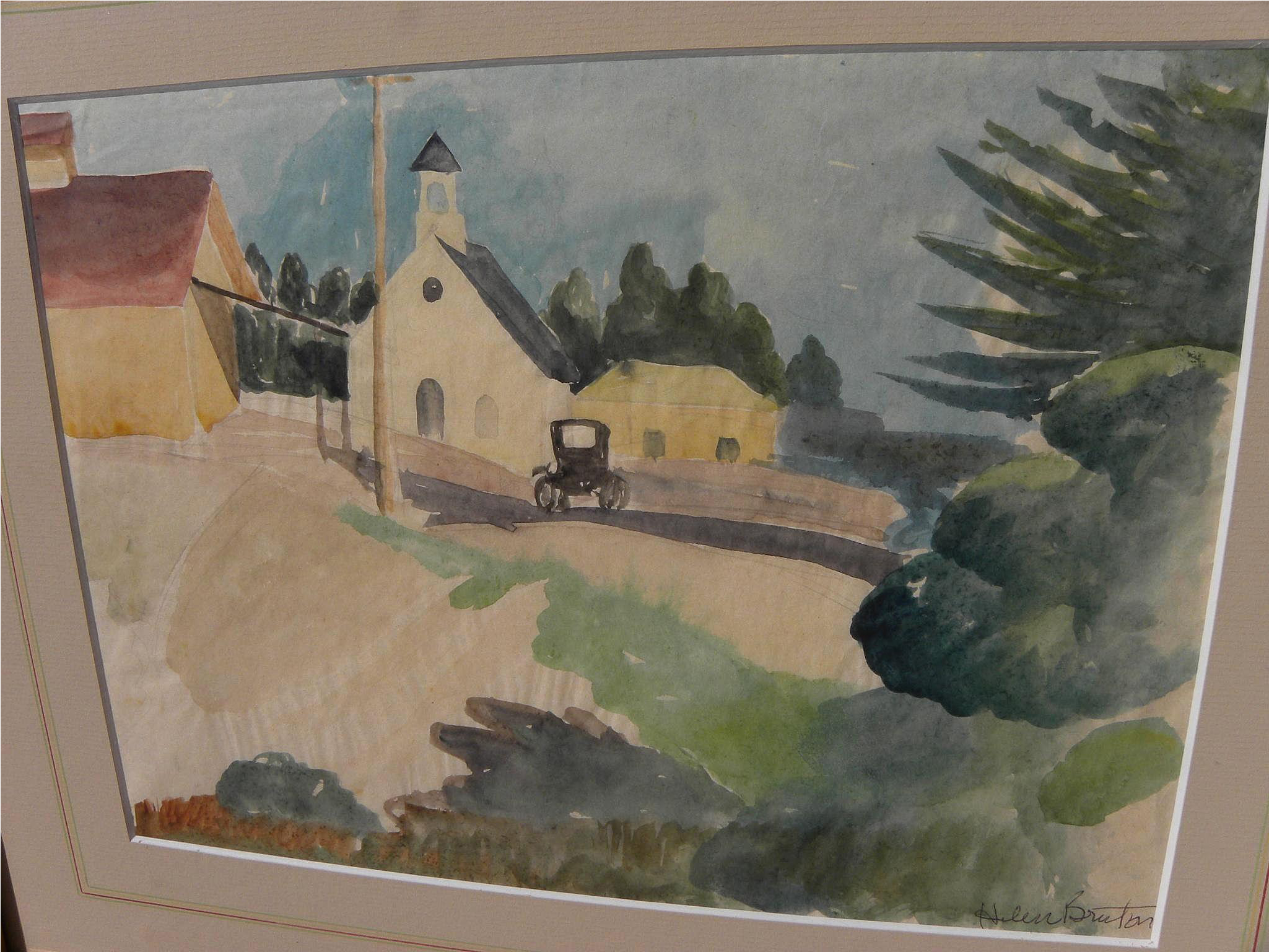 Helen Bruton Watercolor Landscape Painting By Noted - Landscape Painting (2048x2048), Png Download