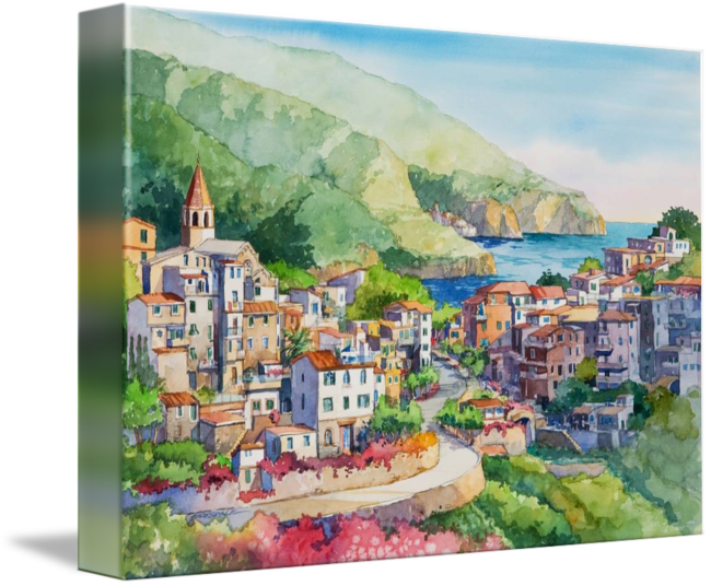 Corniglia By Bill Drysdale - City Vs Village Drawing (650x536), Png Download