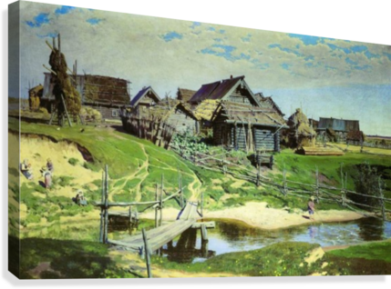 Russian Village Canvas Print - Русская Деревня В 17 Веке (429x318), Png Download