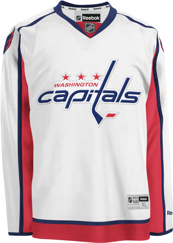 Reebok Washington Capitals Away Adult's Jersey Custom - White Washington Capitals Uniforms (850x850), Png Download