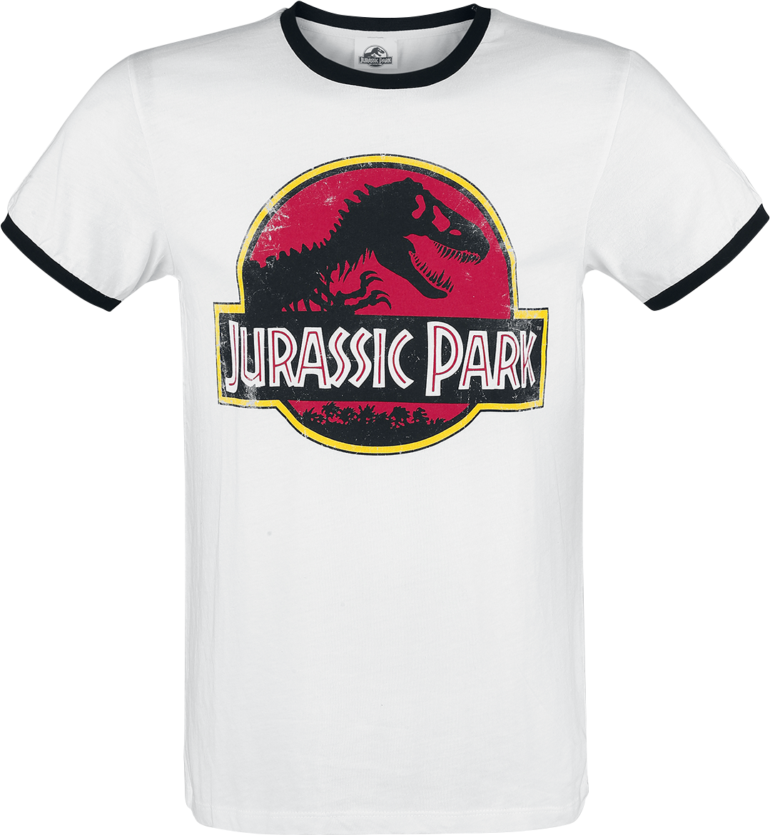 Jurassic Park - Vintage Logo - T Shirt - White Black - Jurassic Park (1108x1200), Png Download