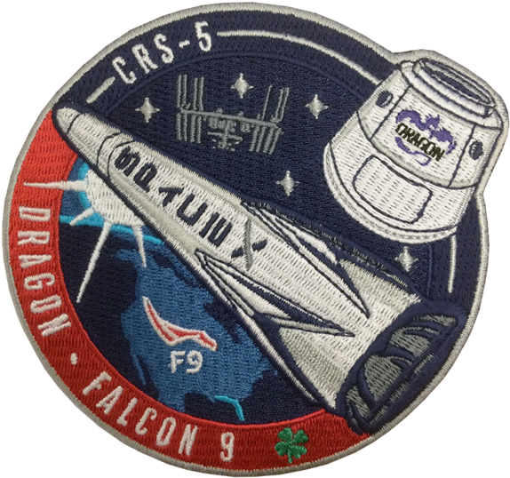 Official Spacex Crs-5 Mission Patch - Crs 5 Spacex Patch (600x568), Png Download