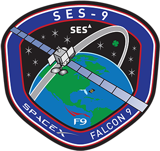 Spacex Ses-9 Mission - Mission Patch Falcon Heavy (400x398), Png Download