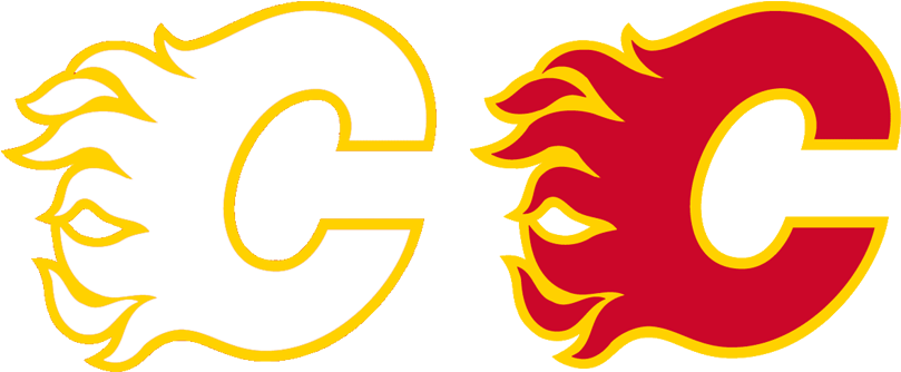 Calgary Flames Home & Awat Jersey Logo / 1980 > - Calgary Flames Logo Png (843x401), Png Download