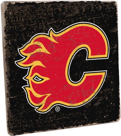 Calgary Flames Vintage Square - Calgary Flames Logo Black Background (600x600), Png Download
