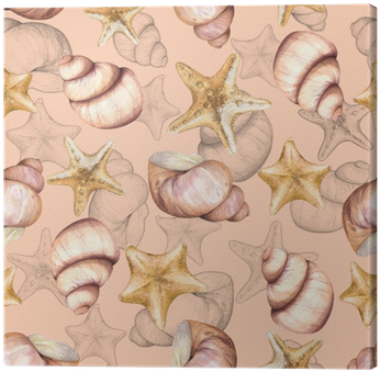 Marine Pattern With Shells - Watercolor Painting (400x400), Png Download