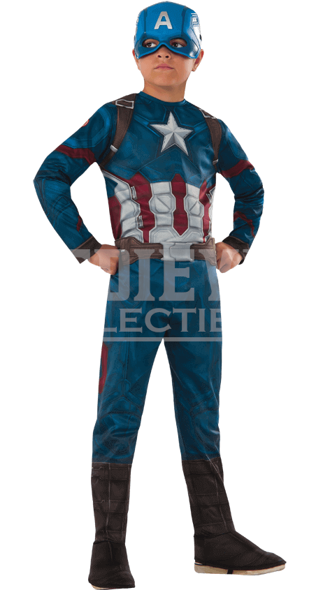 Kids Marvel Civil War Captain America Costume - T Shirt Captain America Civil War Costume (850x850), Png Download