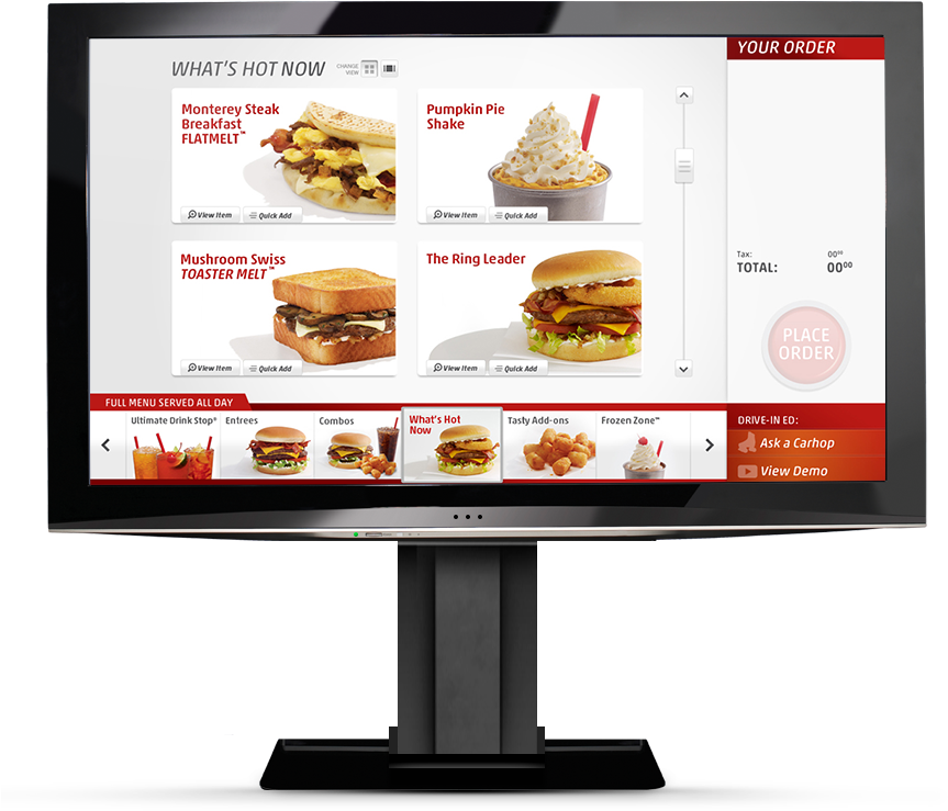 This First In Category Drive In Experience Allows Customers - Sonic Drive In Touch Screen Menu (881x777), Png Download