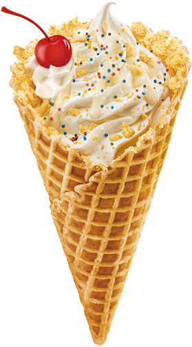 Vanilla Birthday Cake Waffle Cone - Ice Cream Cone (600x533), Png Download