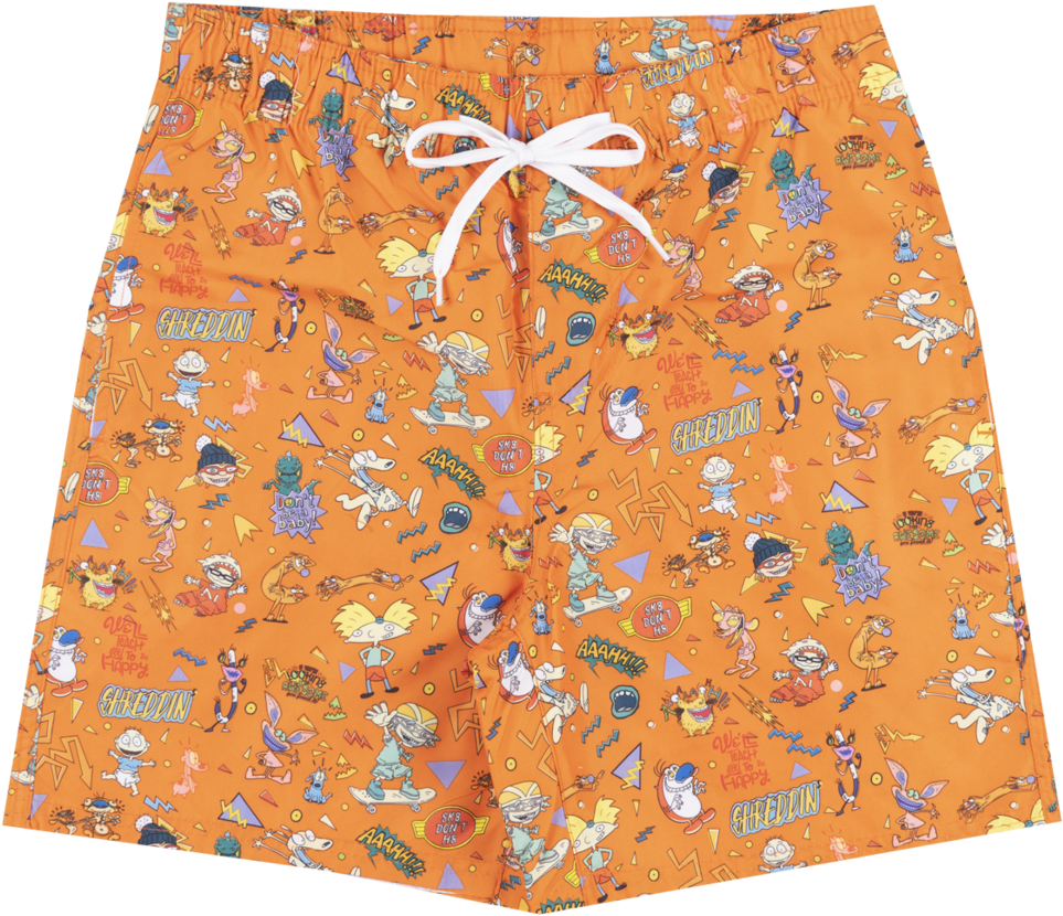 Nickelodeon Swim Trunks Board Shorts Mens Swimwear - Swimsuit (1024x858), Png Download