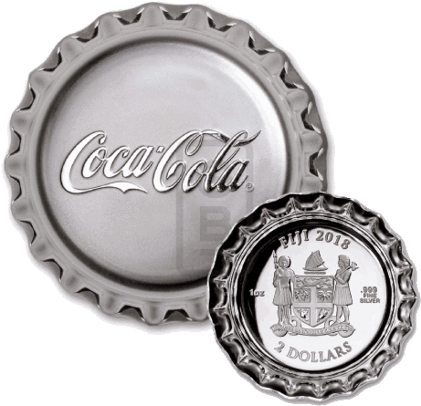Silver Numis Fiji Coca-cola Bottle Cap Silver Proof - Coca Cola Bottle Cap Silver 1 Oz Proof Coin (500x500), Png Download