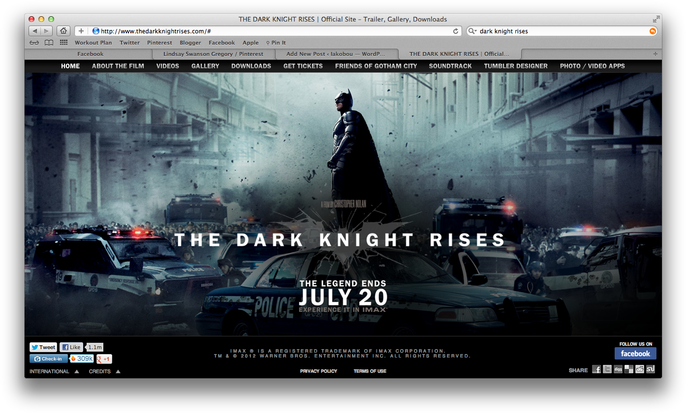 Official Website For The Dark Knight Rises - Batman Dark Knight Heath Ledger Movie Canvas Print (1409x856), Png Download