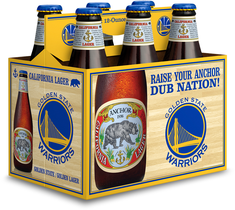 Abcgsw6pack012917sh-lr 1 - Golden State Warriors Beer (850x733), Png Download