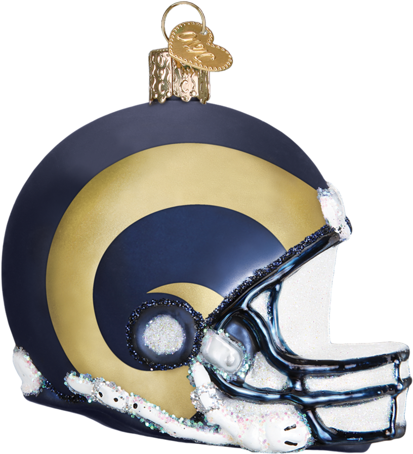 Los Angeles Rams Nfl Football Helmet Glass Ornament (950x950), Png Download