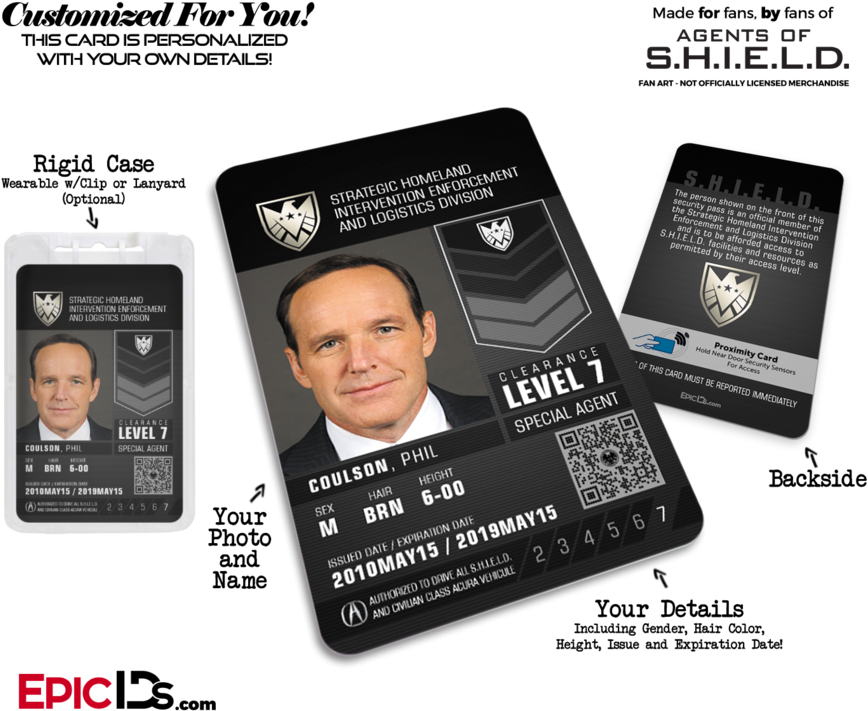 Agents Of Shield Inspired 'real' Shield Agent Id - Agent Shield Id Badge (900x750), Png Download