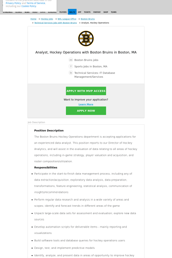 Position Description The Boston Bruins - Web Page (600x900), Png Download