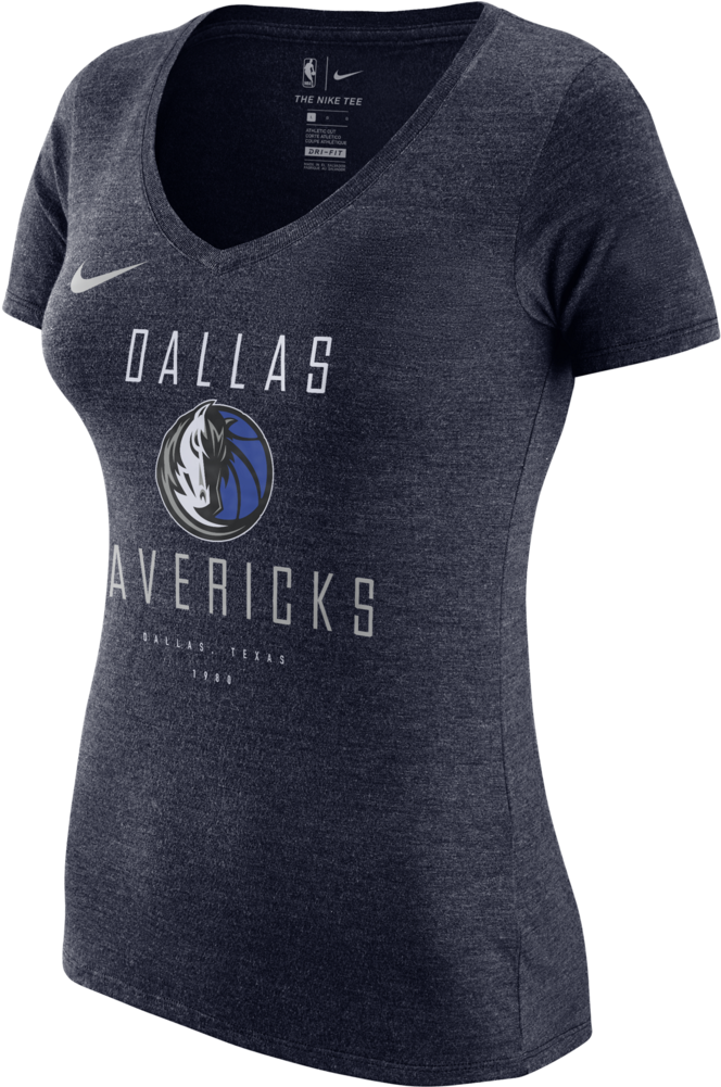 Dallas Mavericks Nike Womens Team V-neck Tee Navy - Shirt (1000x1000), Png Download