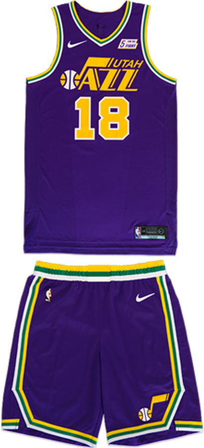 Utah Jazz 40 Season Purple Throwback Uniform 2018-19 - Jazz Throwback Jersey 2018 (450x900), Png Download