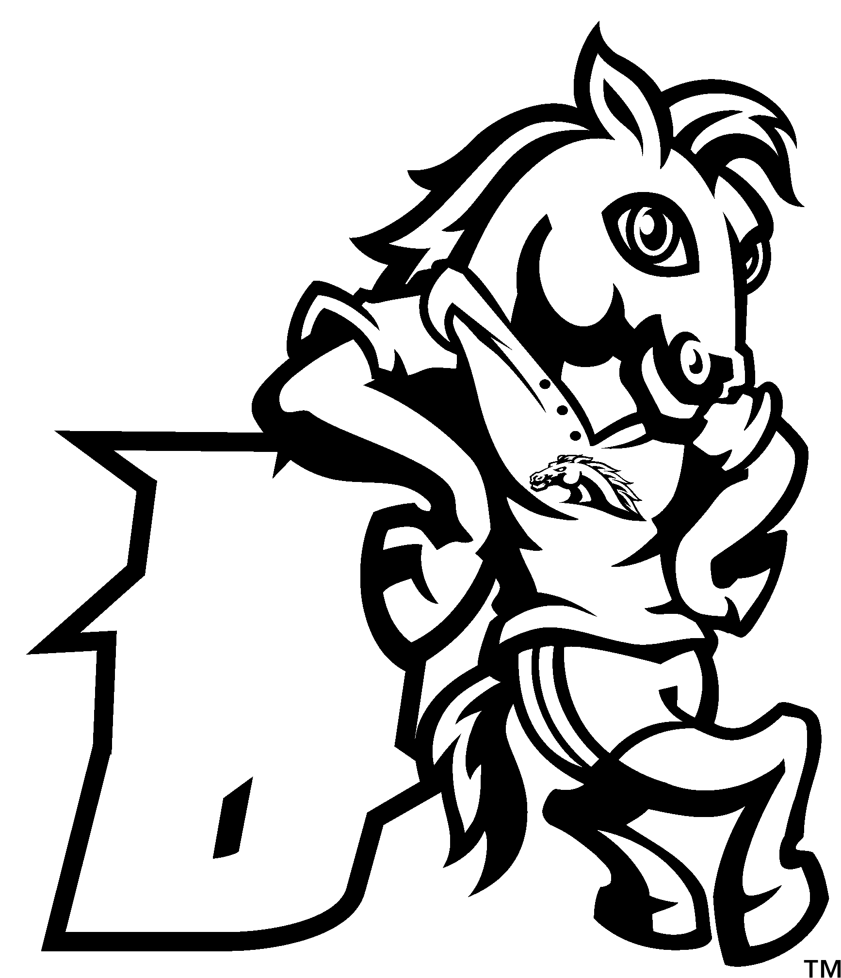 Jpg Free Library Bronco Drawing Black And White - Western Michigan University (2400x2400), Png Download