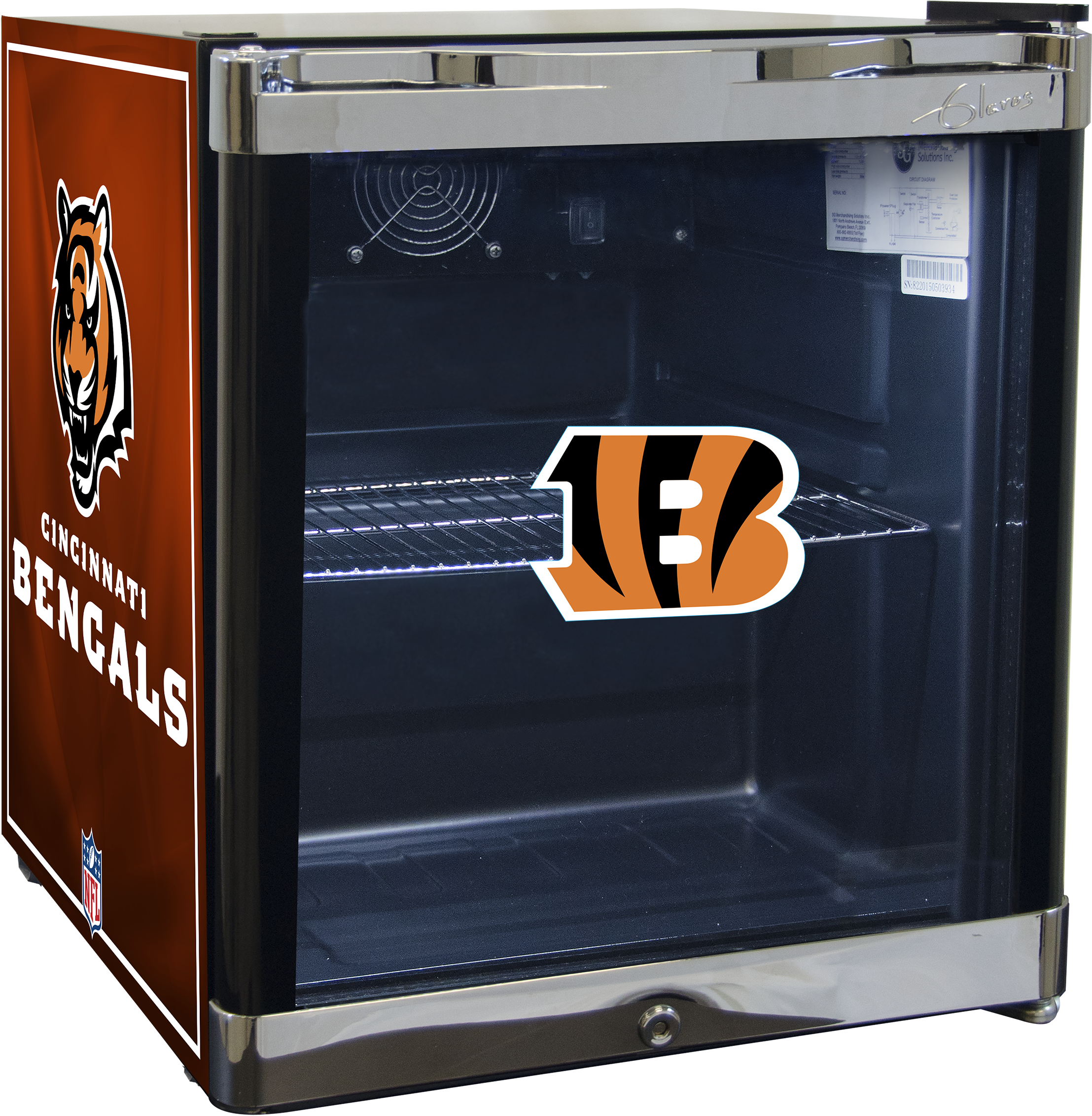 Nfl Refrigerated Beverage Center - Cincinnati Bengals (2400x2385), Png Download