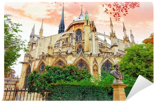 Notre Dame De Paris Cathedral, Garden With Flowers - Notre Dame De Paris (400x400), Png Download
