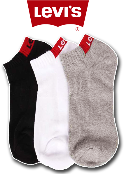 ~levis Ankle Socks Pack Of 3 Pairs Grey Black & White - Levis (600x600), Png Download