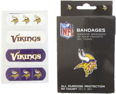 Minnesota Vikings Adhesive Bandages Strips Measure - Baby Fanatic 2 Piece Pacifier Set, Minnesota Vikings (450x500), Png Download