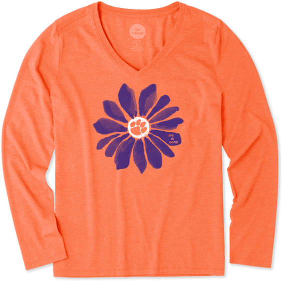 Women's Clemson Tigers Daisy Long Sleeve Cool - Clemson (570x570), Png Download