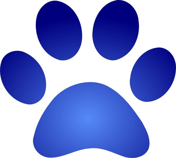 Panther Clipart Blue - Blue Paw Print Png (600x539), Png Download