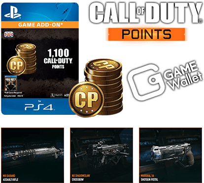 Call Of Duty Points With Game Wallet - 1,100 Call Of Duty: Infinite Warfare Points (475x386), Png Download