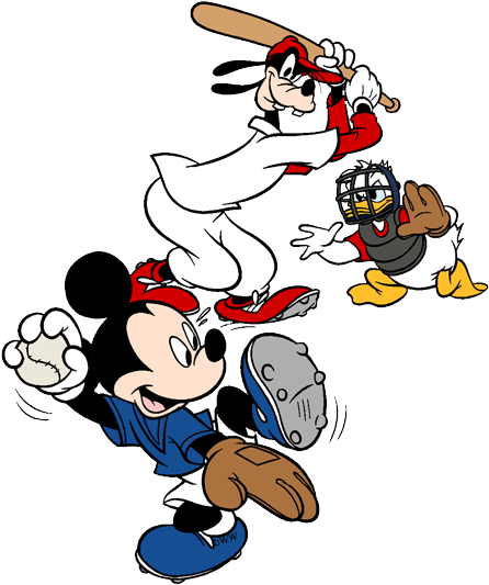 Disney Baseball Clip Art - Mickey Mouse Baseball (450x541), Png Download