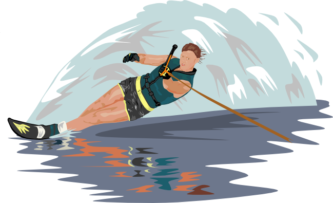 This Beautiful Image Of A Waterskier Is Available As - Slalom Water Skiing Clipart (649x395), Png Download