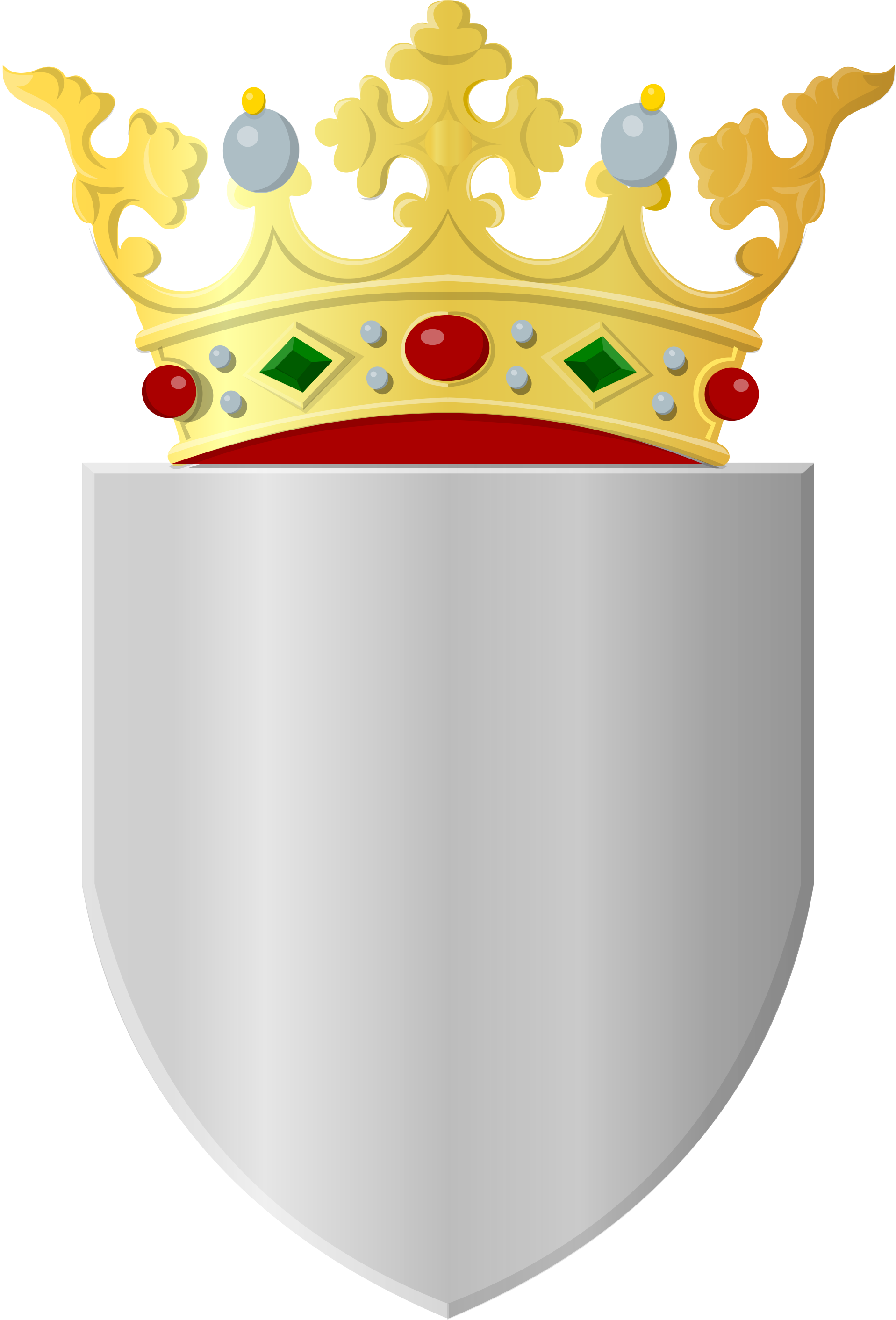Silver Shield With Golden Crown - Shield Silver Png (1917x2824), Png Download