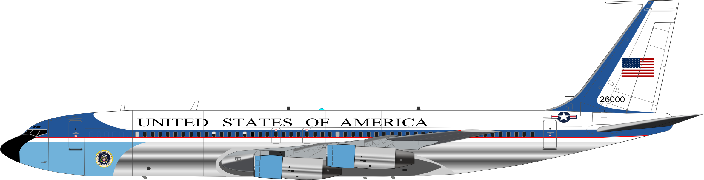 Air Force One Icons Png - Air Force One Png (2358x605), Png Download